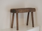 Antique Vintage Small Wooden Pig Bench   Rustic Farmhouse Stool
