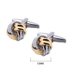 2 Tone Gold Sliver Knot Cuff Links For French Tuxedo Shirt In Gift Box