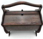 Antique Sewing Box Wood 1920s 1930s Depression Era Cottage Farmhouse With Ruler