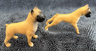 Vintage Boxer Dog Figurine Pair     Japan Style Ceramic Tan   Black Glazed Mid-cen