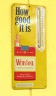 Vintage Winston Cigarettes Advertising Thermometer Sign 13   1 2  Working
