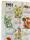 Vintage Mushroom Tea Towel 1981 Calendar Kitchen Boho Retro Cottage Core Read