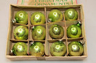 Lot Vintage Glass 25mm Ball Feather Tree Mini Christmas Ornaments Green Lime Box