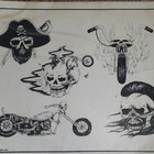 Spaulding   Rogers Tattoo Flash Sheet K8 Skulls Chopper Motorcycle Designs