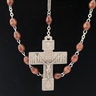 Antique Silver Crucifix Rosary Ghirelli World Meeting Of Families Wood Beads 21 