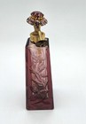 Vintage Art Deco Purple Cut Glass Perfume Bottle Atomizer Rhinestone Top Vanity 