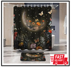 4 Pcs Moon Shower Curtain Set Black Bathroom Sets With Shower Curtain And Rug   