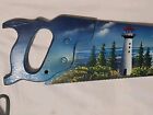 Vintage Disston Hand Painted Hand Saw Lighthouse Ocean Scene 29  Saw Signed