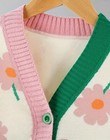 New Boutique Girls Floral Pink White Flower Cardigan Sweater