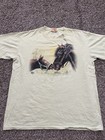 Vintage 2000 Y2k Like Green Horse Equestrian T Shirt Size Large Rare Vtg