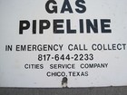 Vintage  warning Gas Pipeline Cities Service Co  Chico  Texas  Metal Sign