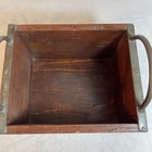 Vintage Rustic Salvaged Primitive Wood Open Box W metal Handles Approx 6 X 8 