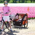 High-capacity 2-kid Bike Trailer Steel Frame With Canopy Access