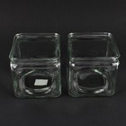 Lot Of 2 Syndicate 4  X 4  X 4   Square Clear Glass Vase 3059-12-09