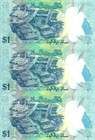 Brunei 3x 1 Dollar 2011 P-35a Unc Consecutive