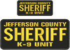 J C Sheriff K-9 Unit Emb Patch 4x10 And 2x5 Hook On Back Gold On Black