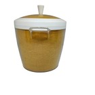 Vintage Mid Century Rafiaware Yellow Plastic Ice Bucket Mcm 70 s Burlap