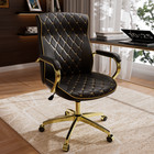 Office Desk Chair Tufted Design Gold Frame Luxury Adjustable Height   360  swivel