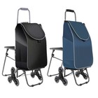 Portable Shopping Cart With Waterproof Bag And Seat Foldable Stair Climbing Cart
