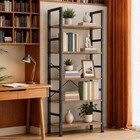 Sagenest 5 Tier Bookshelf  Free Standing Bookcase With Open  Modern Brown