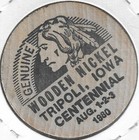 1880-1980  Tripoli  Iowa Centennial  Token coin  Indian Head Wooden Nickel