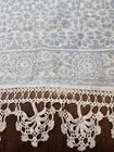 Vintage Table Runner Dresser Decor Soft Blue ecru Crocheted Trim 49 X 17 Inches