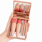 5pcs Fluffy Makeup Brushes Set  with Mirror  Foundation  Blush Powder Eyeshadow