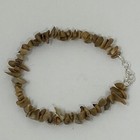 Handmade Anklet Natural Brown Coral Chip Beads Silver Tone 8 75 smaller Size