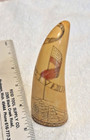 Vintage Replica Scrimshaw Whale   s Tooth  Ship Old Ironsides  American Flags