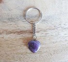Amethyst Quartz Stone Heart Keychain