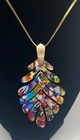          Multi Color Acrylic    Gold Plated 14  Pendant   Earrings Set