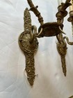 French Empire Antique Brass Wall Sconces Pair Three Light Nice 
