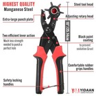 Leather Hole Punch Tool Set  Belt Puncher Kit  Professional 01-red black 