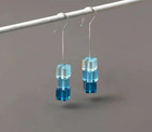 Blue Aquamarine Crystal Handmade Drop Dangle Earrings 925 Silver Gift