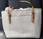 Michael Kors Ciara Large Top Zip Shoulder Tote Bag Mk Vanilla acorn