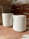 2 Old Vintage Antique Ironstone Individual Creamers Chunky Shabby Chic Farmhouse