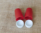 Vintage Mcm Red   White Plastic Salt   Pepper Shakers Set Made In Usa