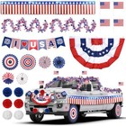 4th Of July Parade Car Decorations Kit Patriotic Golf Cart Decor  Red White 