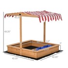 Kids Sandbox With Cover W  Adjustable Canopy Seats Plastic Basins For Backyard