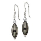 Sterling Silver Polished Crystal   Black Agate Dangle Earrings