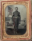 Civil War 1 4 Tintype Photo Union Soldier Posed With Sword   Pistol