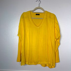 Natacha Paris Silk Blend Tunic Top Women One Size Yellow Long Sleeve V-neck