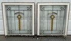 Pair Of Antique 1920 s Chicago Bungalow Style Stained Leaded Glass Window 34 x28