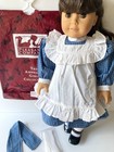 American Girl Doll Samantha Blue White Play Dress Pinafore   Hair Ribbon Vintage