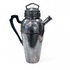 Vintage Empire Art Silver Cocktail Shaker  Hammered Silverplate Over Copper Deco