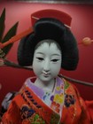 Handmade Japanese Geisha Doll Red Kimono Floral Accessories Display Case 12 