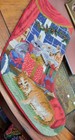 Vtg Needlepoint Christmas Stocking Gray   Red Tabby Cats  open Window gifts 17 