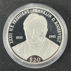 Republic Liberia  20 2000 Proof Silver Coin President Franklin Roosevelt W Coa