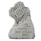 Celtic Garden Cross Statue With Scripture - 10  Tall Resin Stone Look D  cor