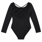 Mirella Girls Black Long Sleeve Ballet Dance Leotard Strappy Back Size 12